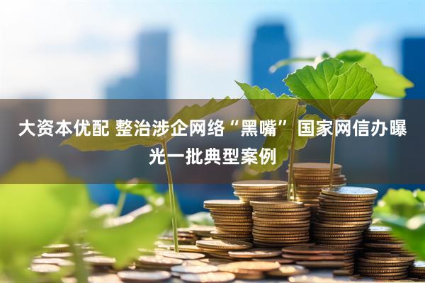 大资本优配 整治涉企网络“黑嘴” 国家网信办曝光一批典型案例