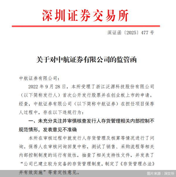 点赢通 因担任项目保荐人过程中存违规行为，中航证券被深交所书面警示